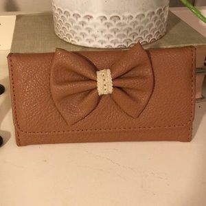 Faux Brown Leather Bow Wallet